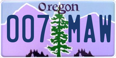 OR license plate 007MAW