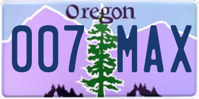 OR license plate 007MAX