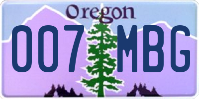 OR license plate 007MBG
