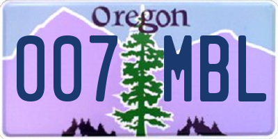 OR license plate 007MBL