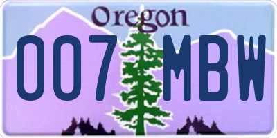 OR license plate 007MBW