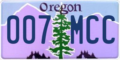 OR license plate 007MCC