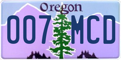 OR license plate 007MCD