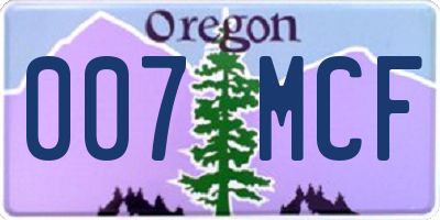 OR license plate 007MCF