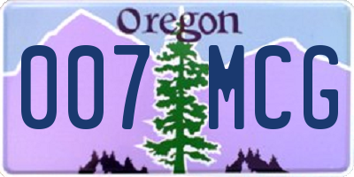 OR license plate 007MCG