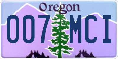 OR license plate 007MCI
