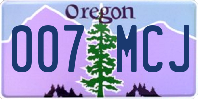 OR license plate 007MCJ