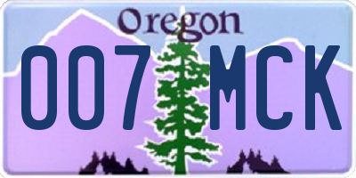 OR license plate 007MCK