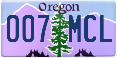 OR license plate 007MCL