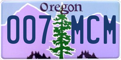 OR license plate 007MCM