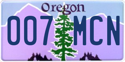 OR license plate 007MCN