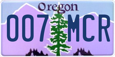 OR license plate 007MCR