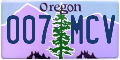 OR license plate 007MCV