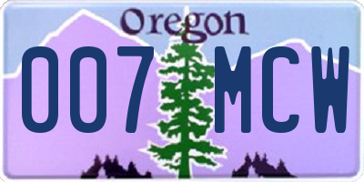 OR license plate 007MCW