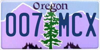 OR license plate 007MCX