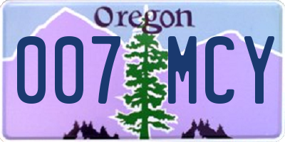 OR license plate 007MCY