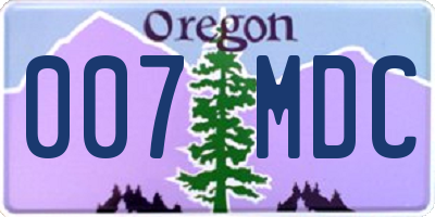OR license plate 007MDC