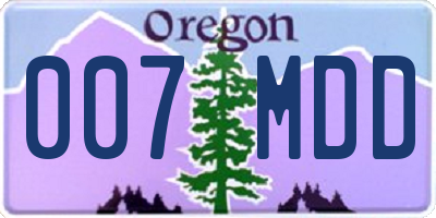 OR license plate 007MDD