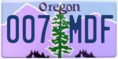 OR license plate 007MDF