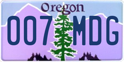 OR license plate 007MDG