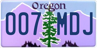 OR license plate 007MDJ
