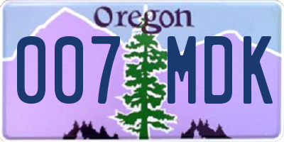 OR license plate 007MDK