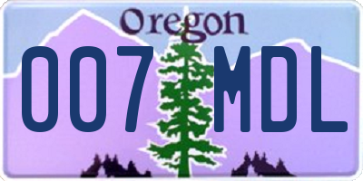 OR license plate 007MDL