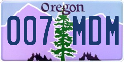OR license plate 007MDM
