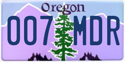 OR license plate 007MDR