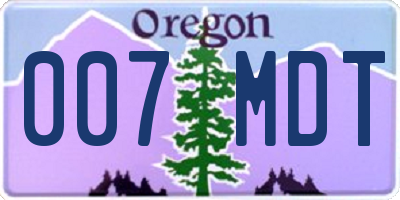 OR license plate 007MDT