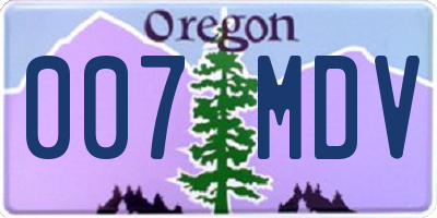 OR license plate 007MDV