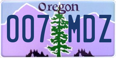 OR license plate 007MDZ