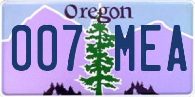 OR license plate 007MEA