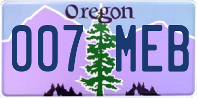 OR license plate 007MEB