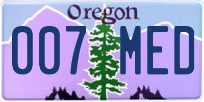 OR license plate 007MED