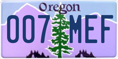 OR license plate 007MEF