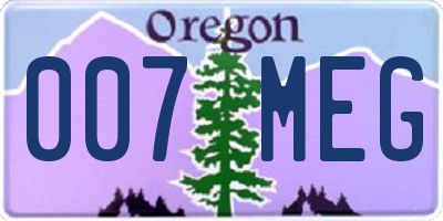 OR license plate 007MEG