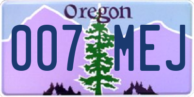 OR license plate 007MEJ