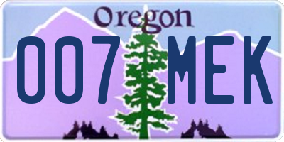 OR license plate 007MEK