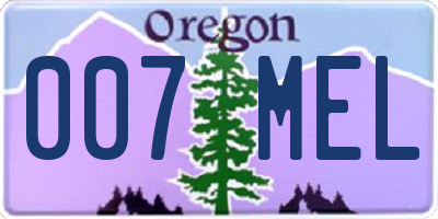 OR license plate 007MEL