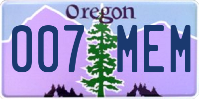 OR license plate 007MEM