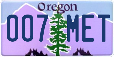 OR license plate 007MET