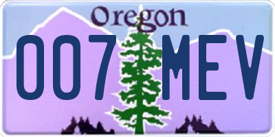 OR license plate 007MEV