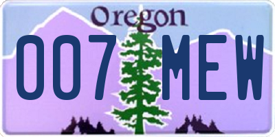 OR license plate 007MEW