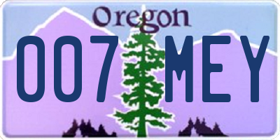 OR license plate 007MEY