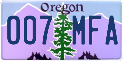 OR license plate 007MFA