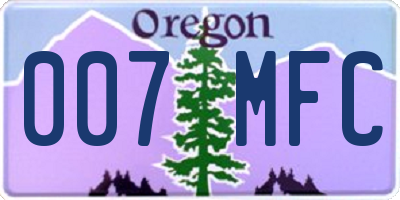 OR license plate 007MFC