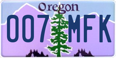 OR license plate 007MFK