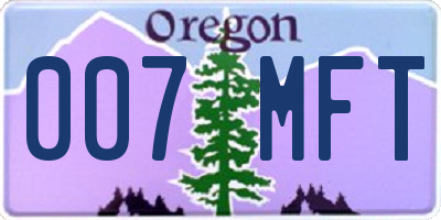 OR license plate 007MFT