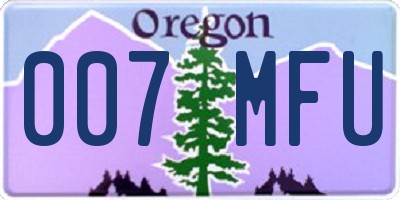 OR license plate 007MFU